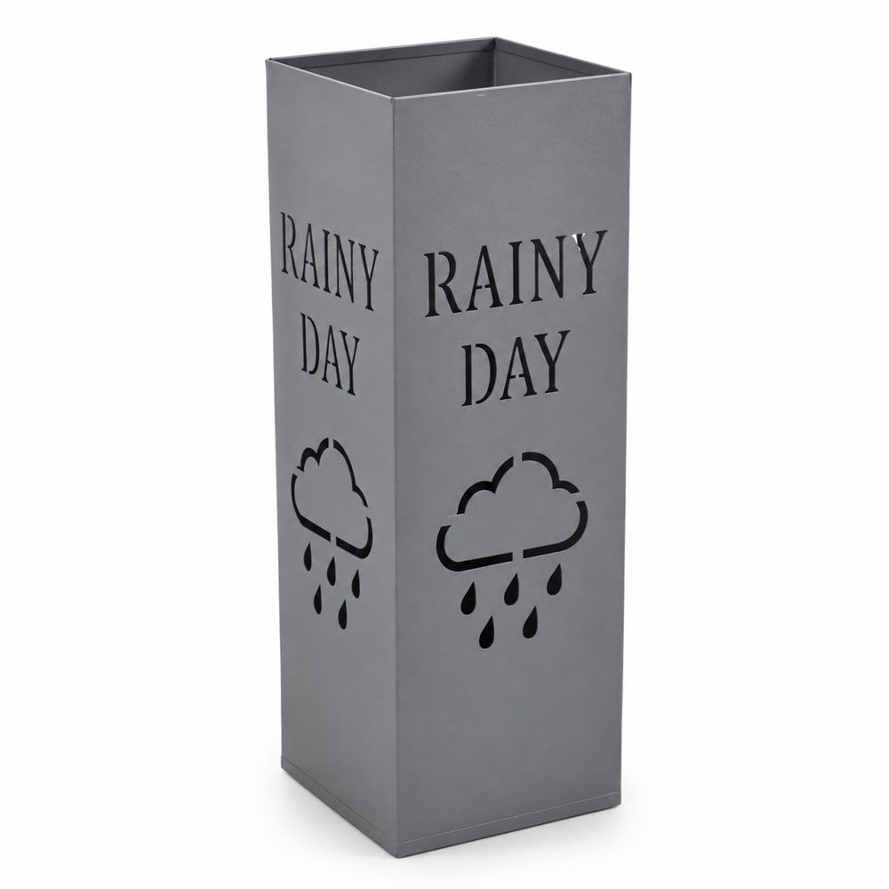 ΟΜΠΡΕΛΟΘΗΚΗ ΜΕΤΑΛΛΙΚΗ ΓΚΡΙ ΜΑΤ ΜΕ ΣΧΕΔΙΟ RAINY DAY 15,5x15,5x48,5εκ. ANKOR