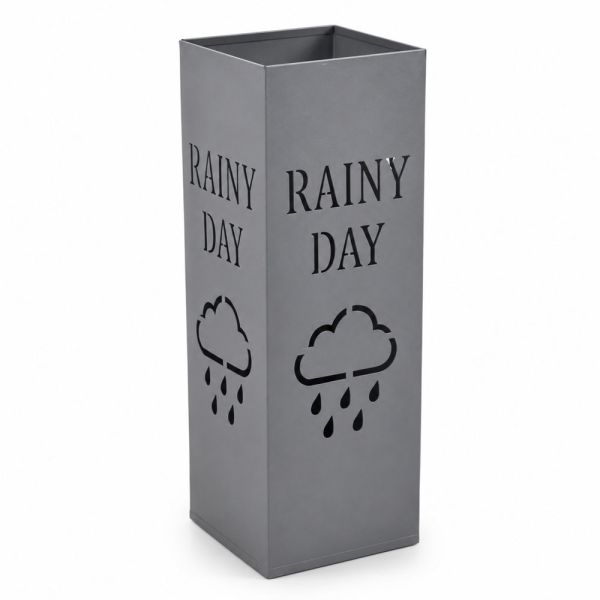 ΟΜΠΡΕΛΟΘΗΚΗ ΜΕΤΑΛΛΙΚΗ ΓΚΡΙ ΜΑΤ ΜΕ ΣΧΕΔΙΟ RAINY DAY 15,5x15,5x48,5εκ. ANKOR