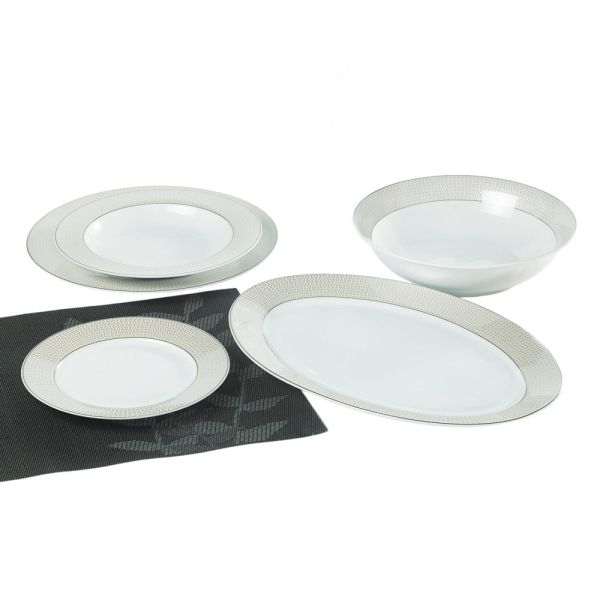 ΣΕΡΒΙΤΣΙΟ ΠΙΑΤΩΝ ΠΟΡΣΕΛΑΝΙΝΟ 20ΤΜΧ ΜΕ ΧΡΥΣΟ ΓΕΩΜΕΤΡΙΚΟ ΣΧΕΔΙΟ ΚΑΙ ΑΣΗΜΙ ΜΠΟΡΝΤΟΥΡΑ ANKOR