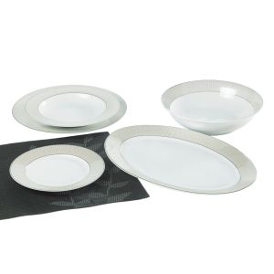 ΣΕΡΒΙΤΣΙΟ ΠΙΑΤΩΝ ΠΟΡΣΕΛΑΝΙΝΟ 20ΤΜΧ ΜΕ ΧΡΥΣΟ ΓΕΩΜΕΤΡΙΚΟ ΣΧΕΔΙΟ ΚΑΙ ΑΣΗΜΙ ΜΠΟΡΝΤΟΥΡΑ ANKOR